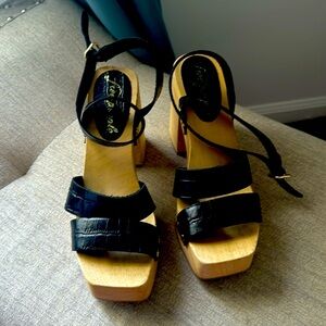 Brand new free people wooden clog heels platform
